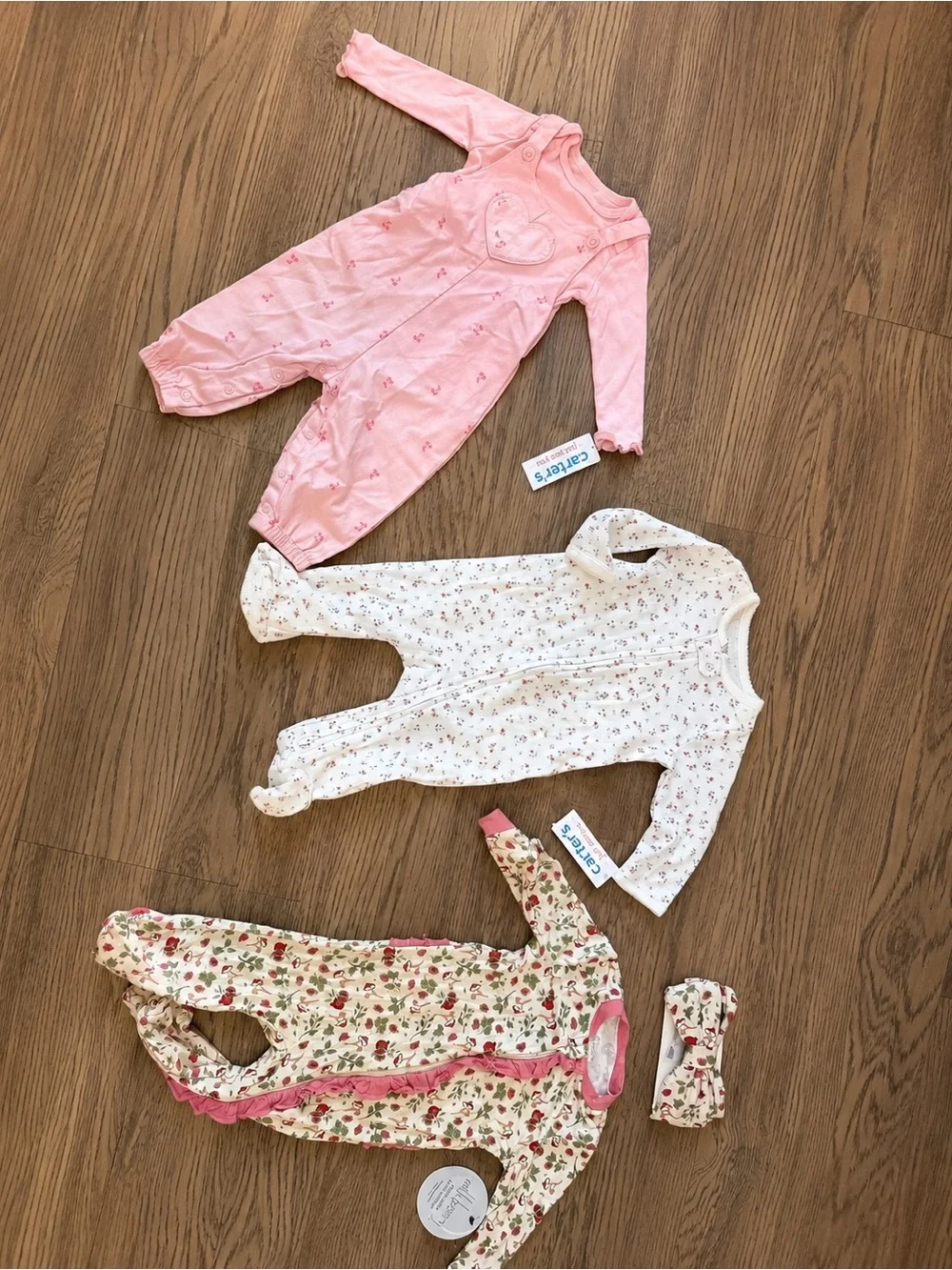 Baby Girl 3–6 Month Outfit Bundle | Carter’s Floral Pink Sleepers | 3 Pieces